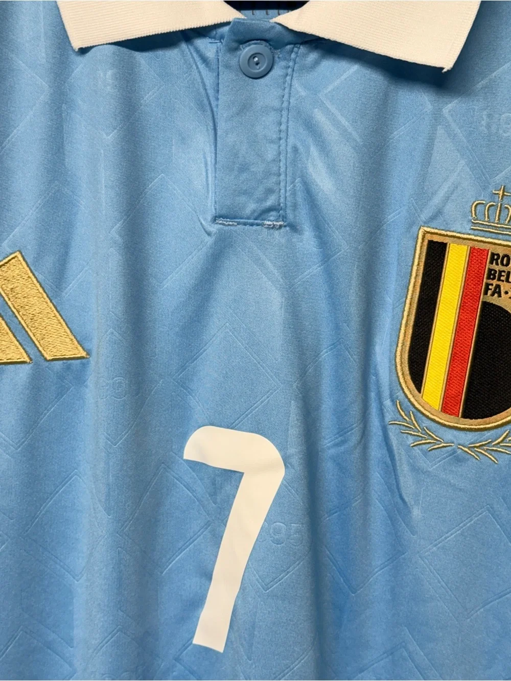 Adidas Belgium 2024 Away Jersey De Bruyne 7 Sky Blue Soccer Shirt Men L NWT